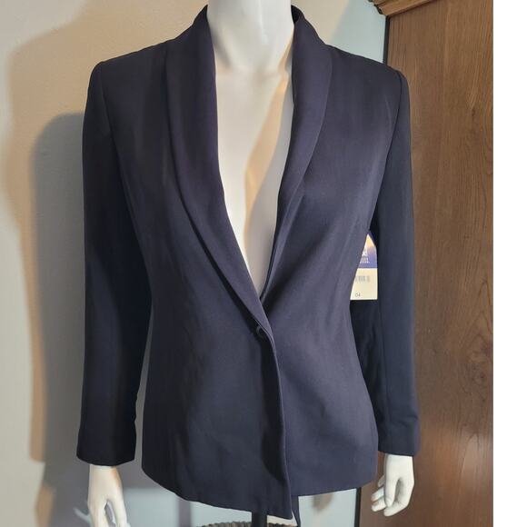 NWT HILLARD & HANSON Womens Black Belted Blazer 4 Single Button Removable Sash - Picture 3 of 14